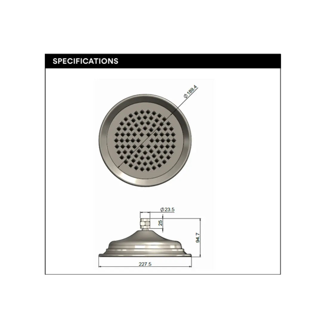 Harrington Shower Head 200mm Meir
