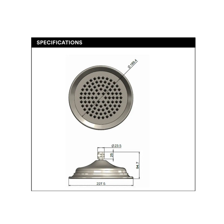 Harrington Shower Head 200mm Meir