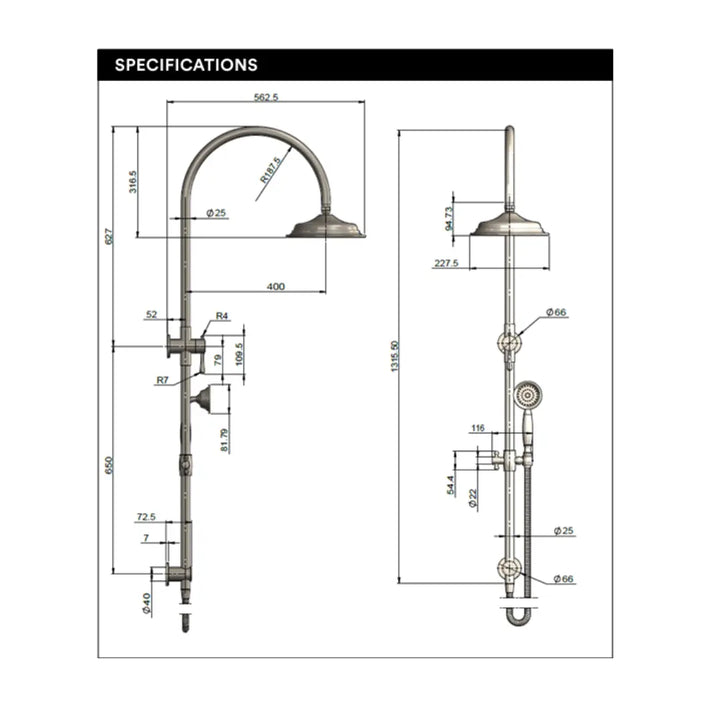 Harrington Combination Shower Rail Set Meir