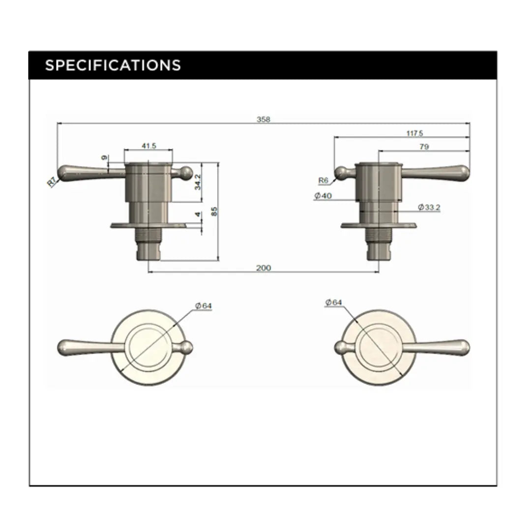 Harrington Quarter Turn Wall Tap Set Meir