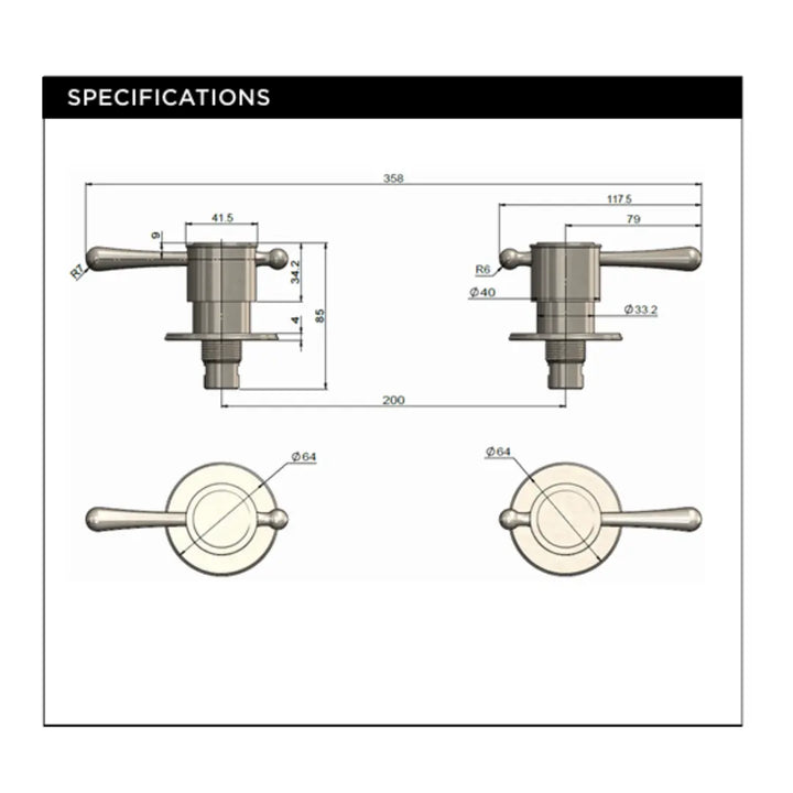Harrington Quarter Turn Wall Tap Set Meir