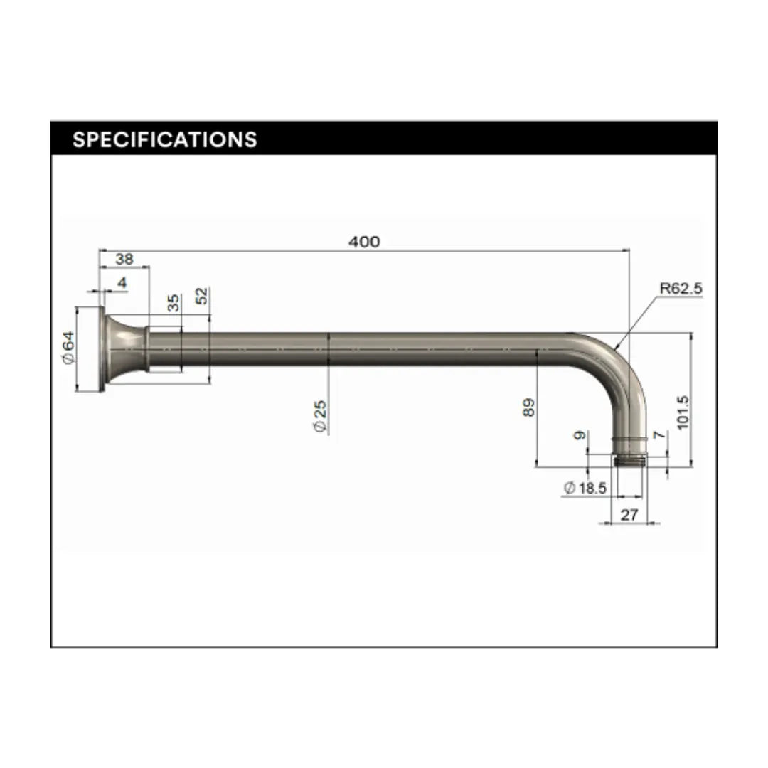 Harrington Shower Arm 400mm Meir