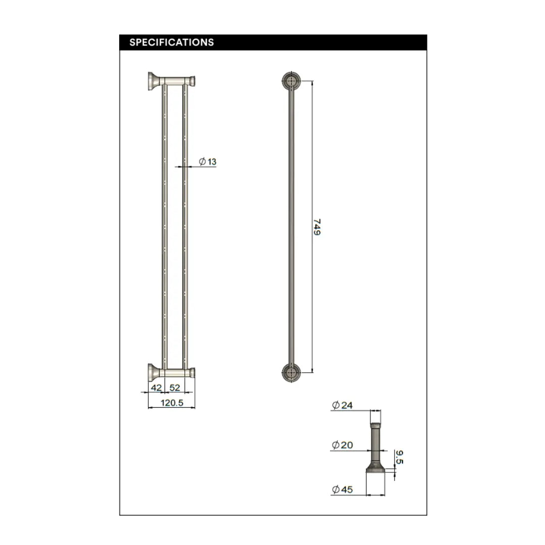 Harrington Double Towel Rail 750mm Meir