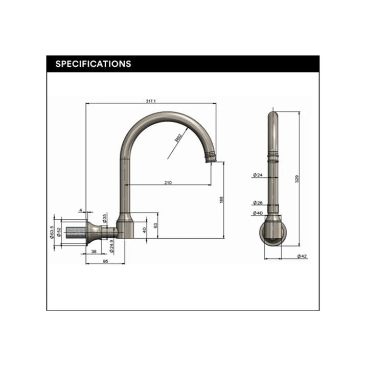 Harrington Wall Mount Swivel Spout Meir