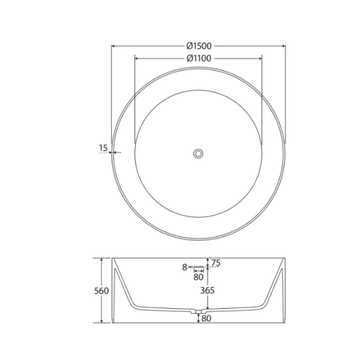 Minka Solid Surface Round Bath, 1500 - various finishes Fienza