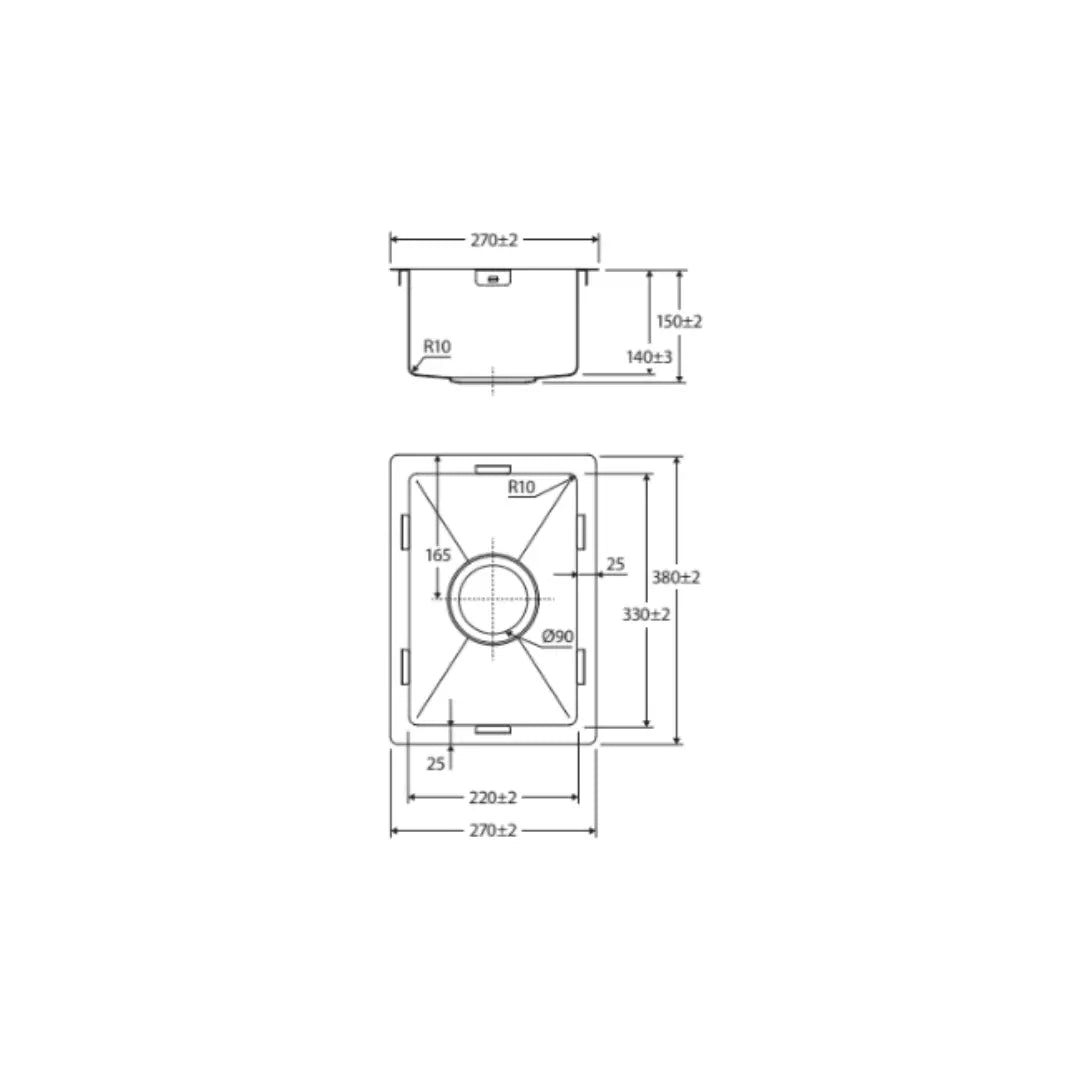 Hana 10L Single Bar / Kitchen Sink - various finishes Fienza