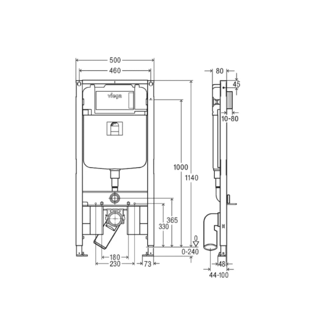 Viega Prevista Dry In-Wall Cistern and Frame for Wall Hung Pans Fienza