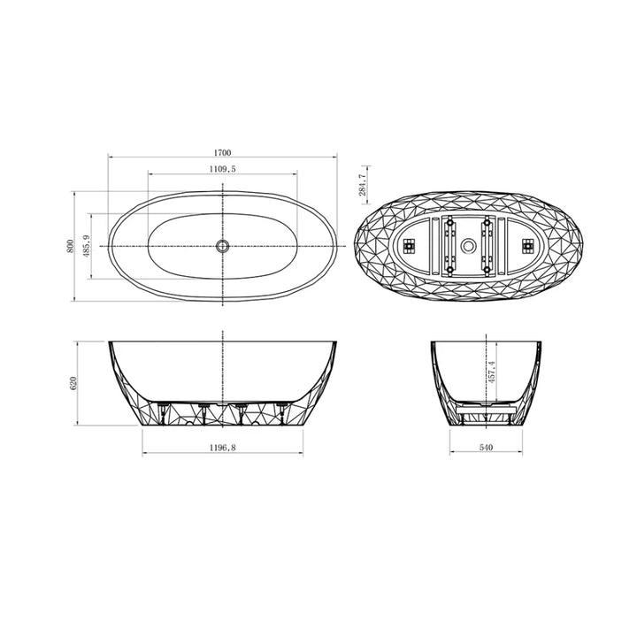 Leila Diamante Freestanding acrylic Bath matte white 1700mm BNK