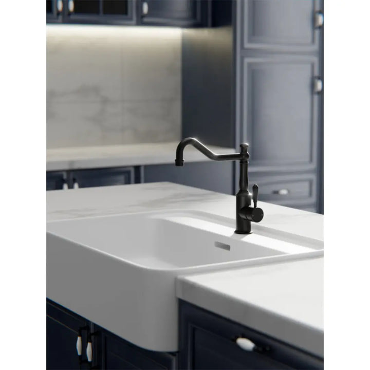 YORK SINK MIXER hook spout with Metal or Porcelain Handle Nero tapware