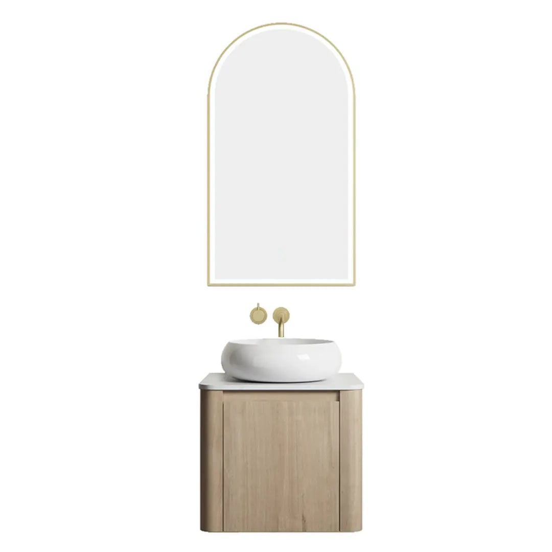 Elliot Oak Wall Hung Vanity with stone top BNK