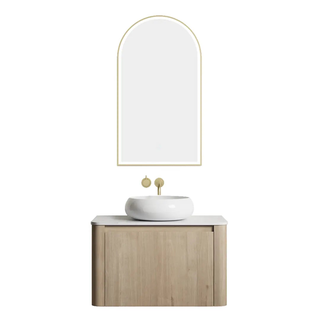 Elliot Oak Wall Hung Vanity with stone top BNK