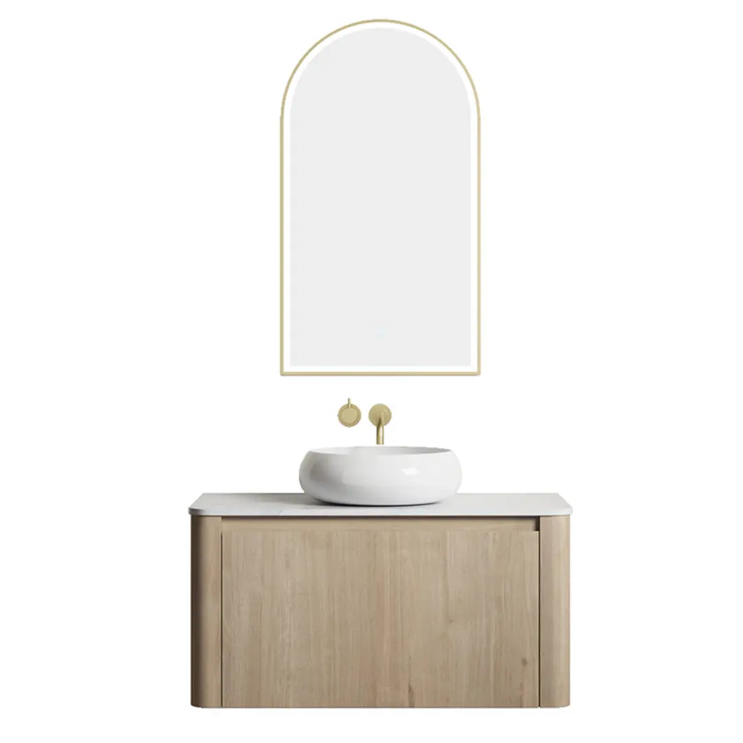 Elliot Oak Wall Hung Vanity with stone top BNK