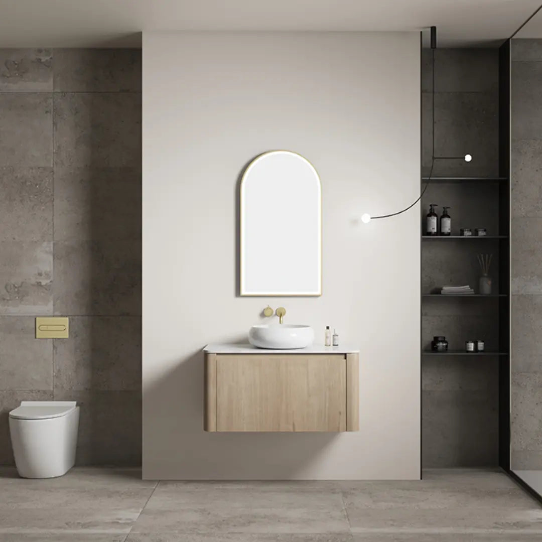 Elliot Oak Wall Hung Vanity with stone top BNK