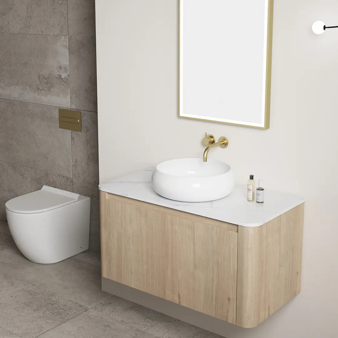 Elliot Oak Wall Hung Vanity with stone top BNK