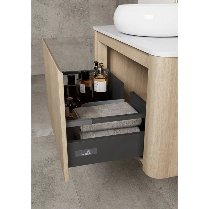 Elliot Oak Wall Hung Vanity with stone top BNK