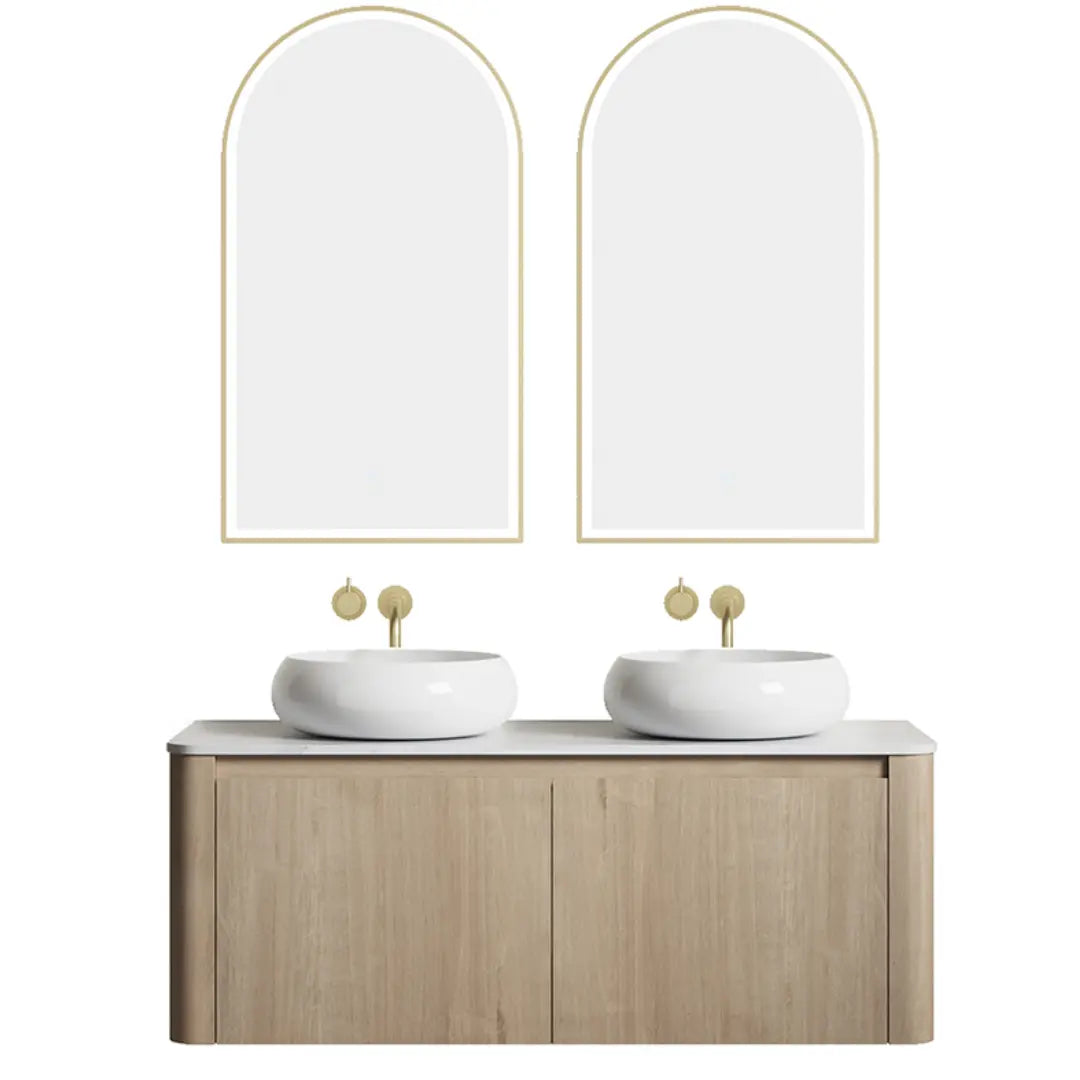 Elliot Oak Wall Hung Vanity with stone top BNK