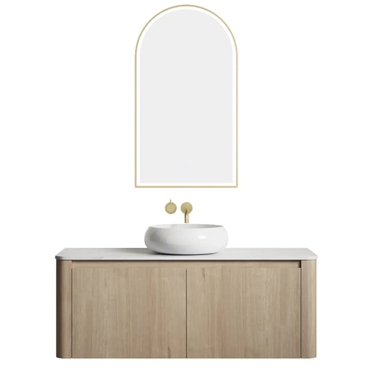 Elliot Oak Wall Hung Vanity with stone top BNK