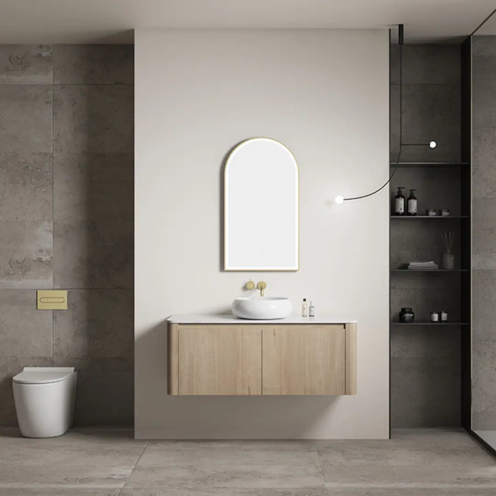 Elliot Oak Wall Hung Vanity with stone top BNK