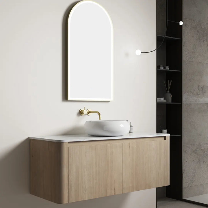 Elliot Oak Wall Hung Vanity with stone top BNK