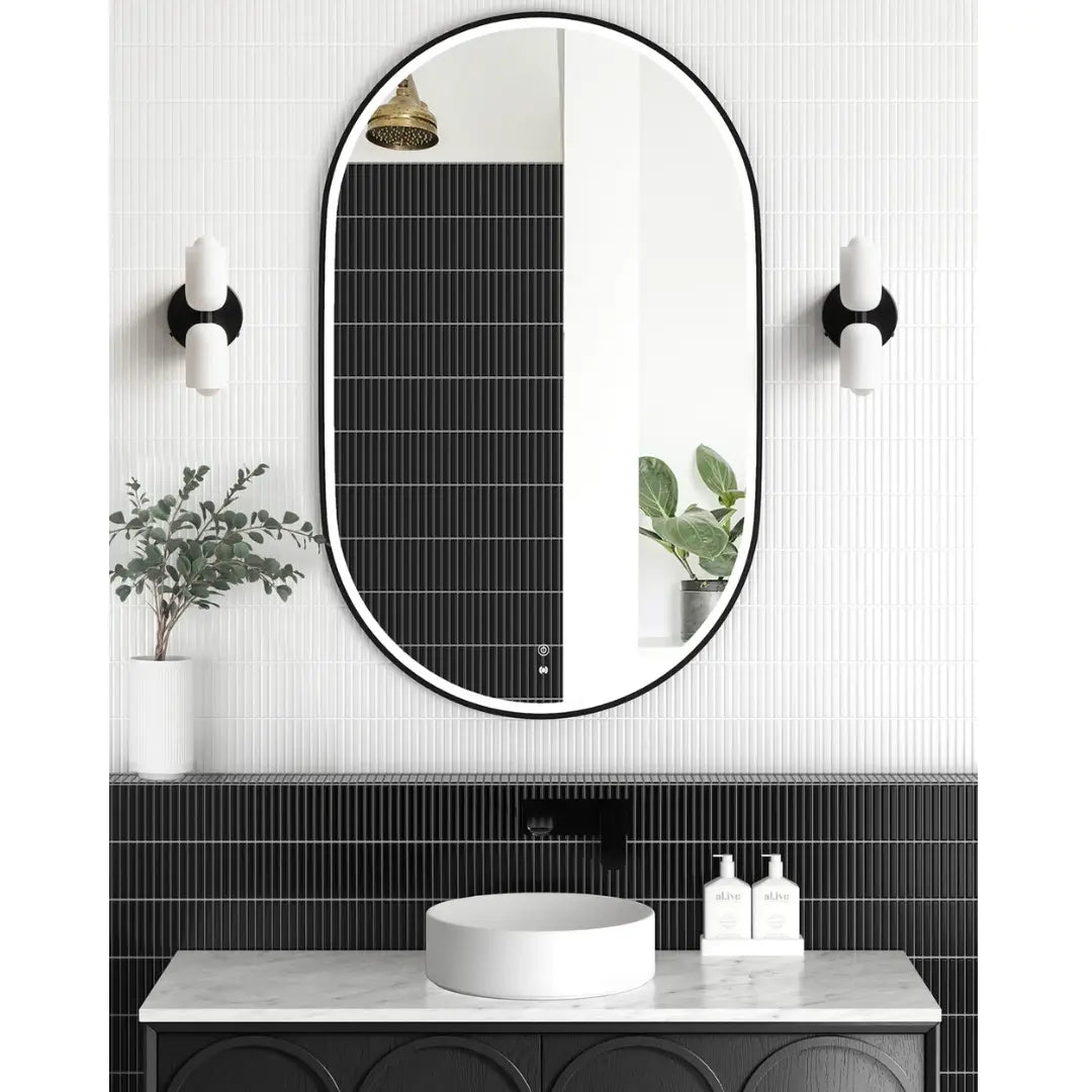 Noosa LED pill shaped mirror Otti Australia