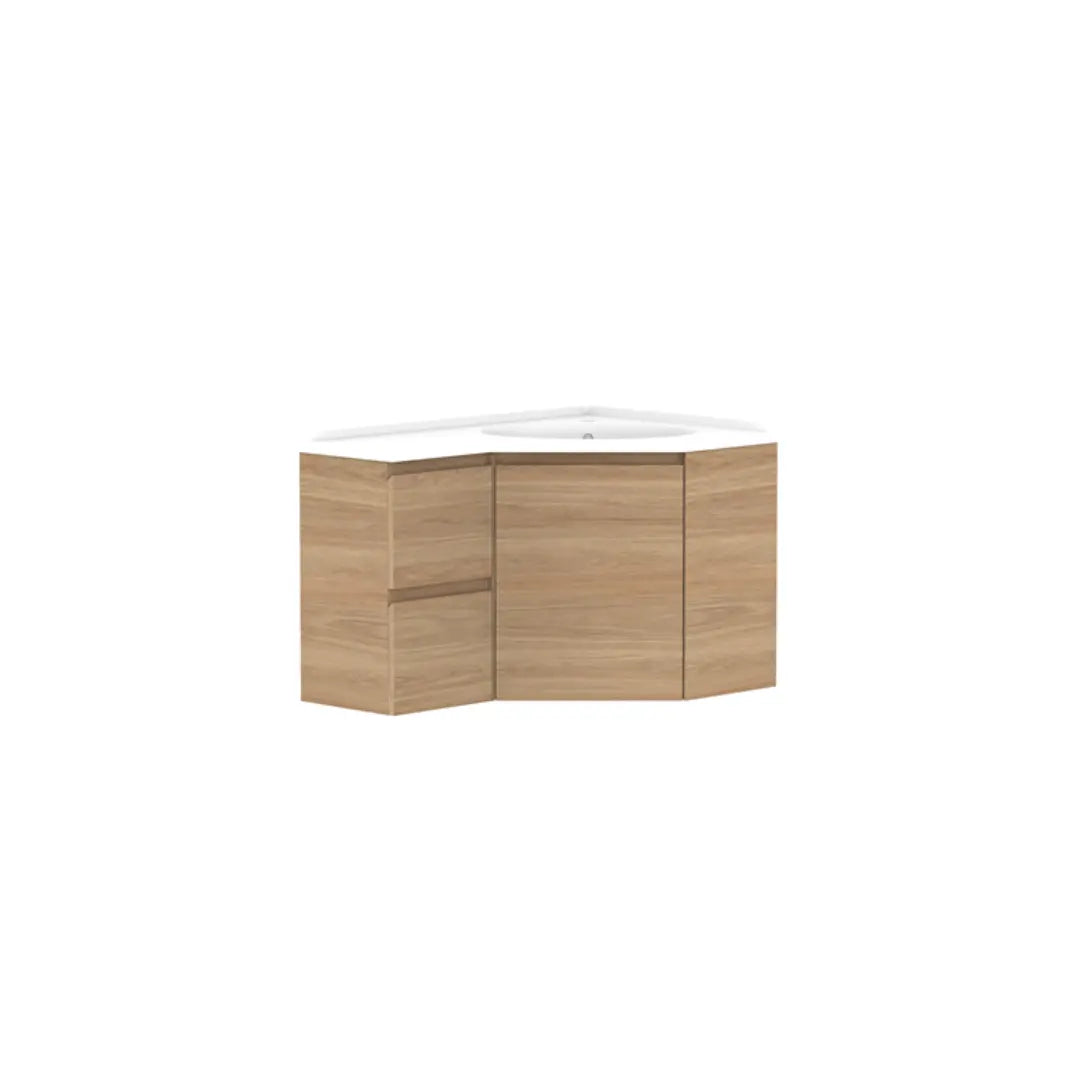 Glacier Corner Vanity with cast marble or benchtop - Wall Hung ADP