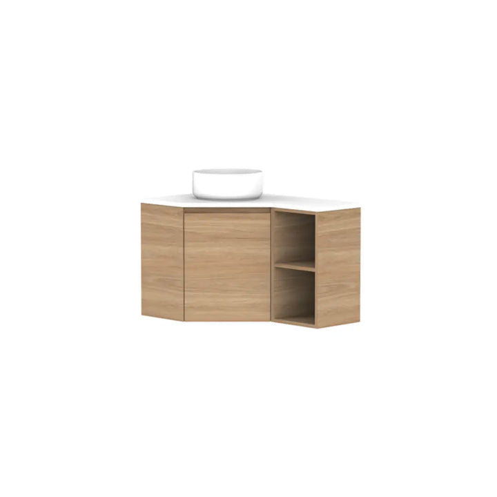Glacier Corner Vanity with cast marble or benchtop - Wall Hung ADP