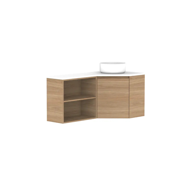 Glacier Corner Vanity with cast marble or benchtop - Wall Hung ADP