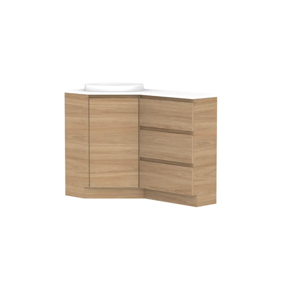 Glacier Corner Vanity with cast marble or benchtop - Freestanding ADP