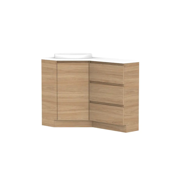 Glacier Corner Vanity with cast marble or benchtop - Freestanding ADP