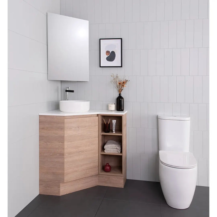 Glacier Corner Vanity with cast marble or benchtop - Freestanding ADP