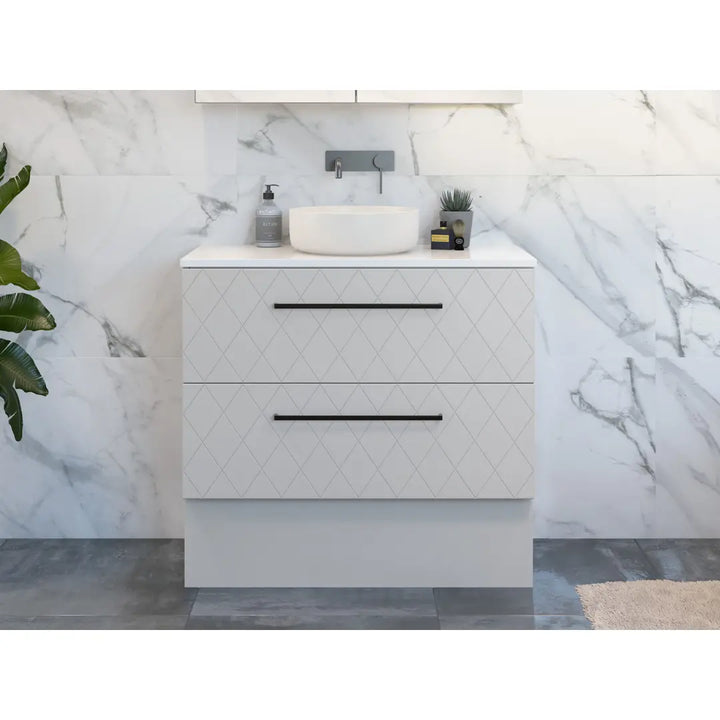 Henley Vanity with silk surface top and above counter or undermount basin - wall hung or freestanding Timberline