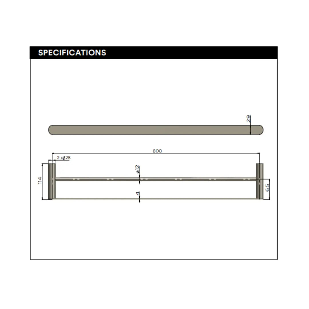 Curvaé Double Towel Rail 600mm/800mm Meir
