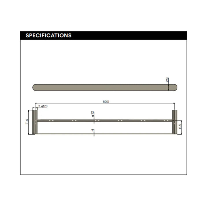 Curvaé Double Towel Rail 600mm/800mm Meir
