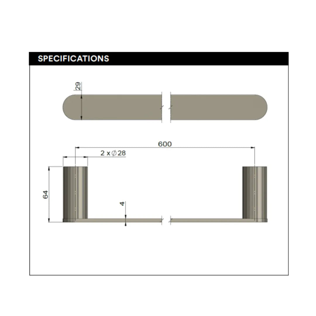 Curvaé Single Towel Rail 600mm Meir