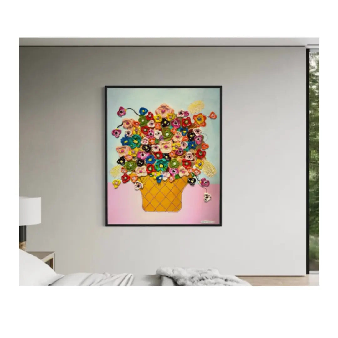 "Candy Pop" 100cm x 80 cm, Mixed media, Oak frame Collie Crawford