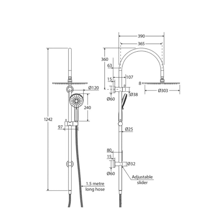 Empire Slim Curved Twin Shower Fienza