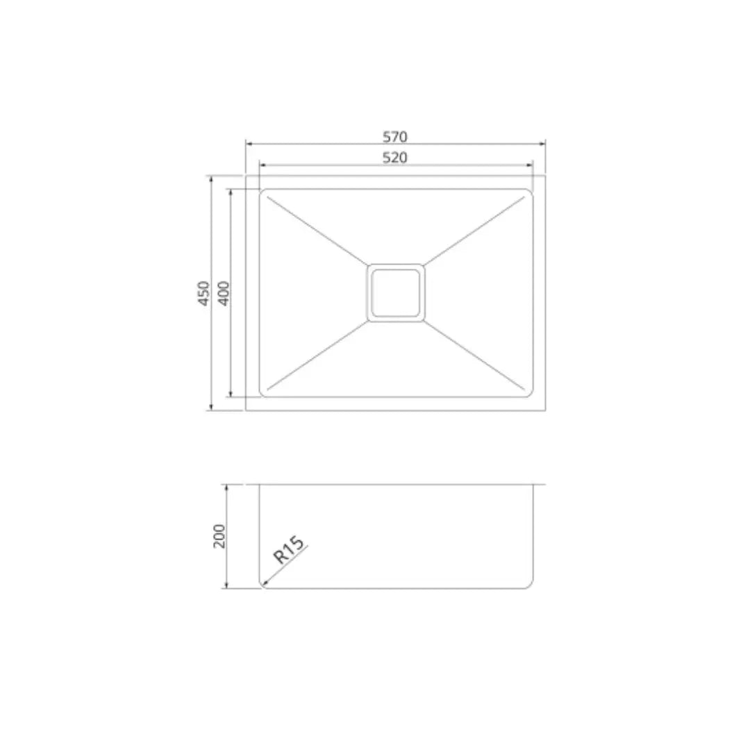 QUBIX100 Square 40L Bowl Sink with Square Waste Suprema