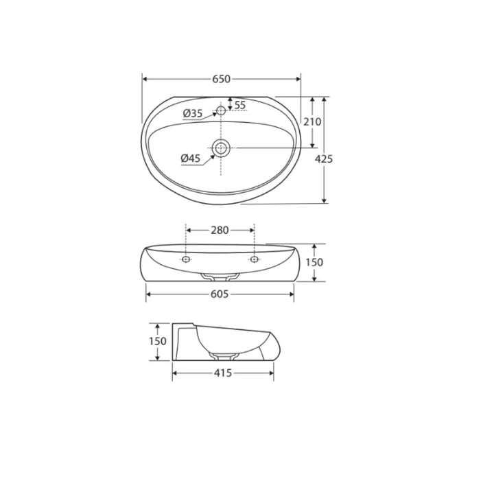 RAK Cloud 650 Wall Basin - Various finishes Fienza
