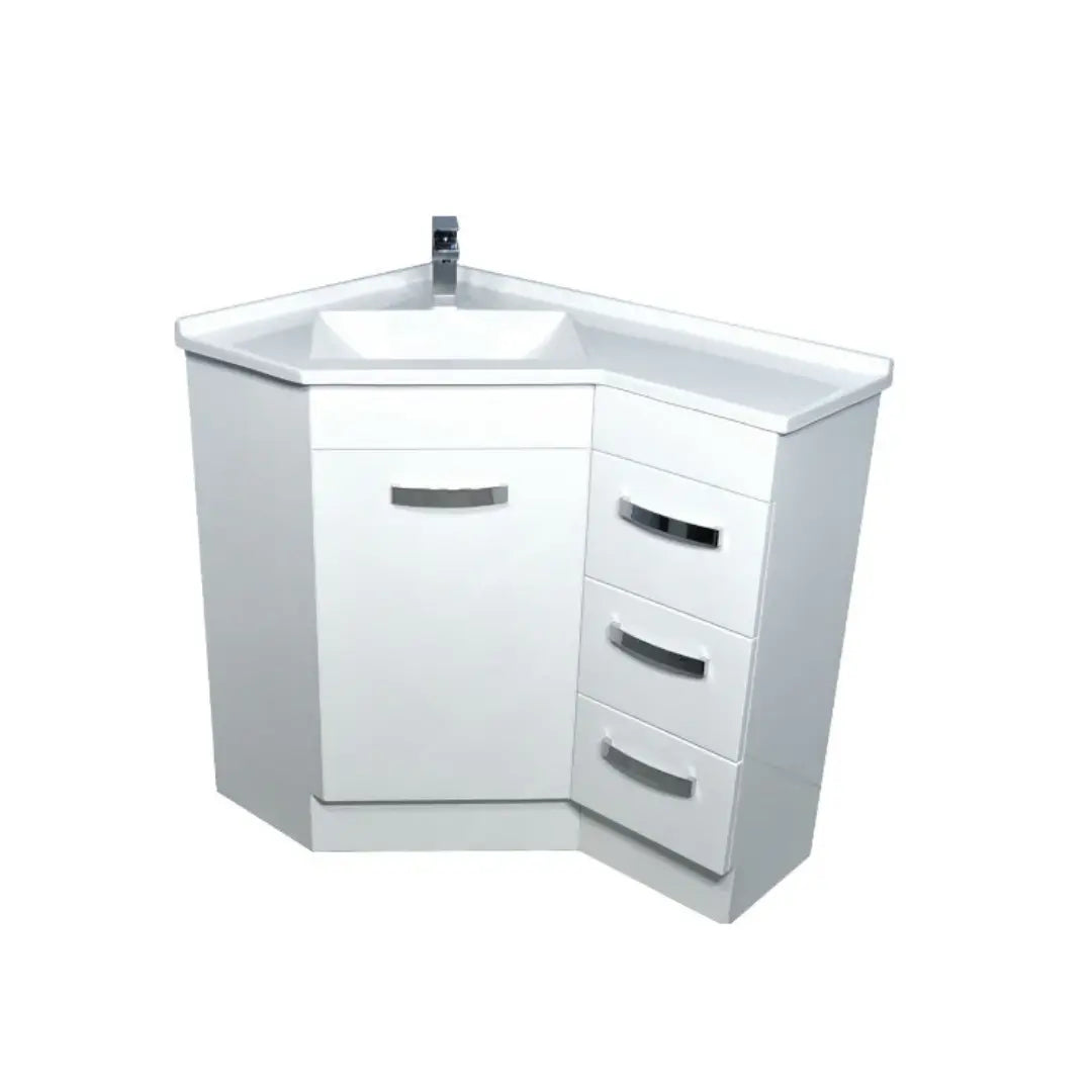 Corner 600 x 900mm Vanity with polymarble top Fienza