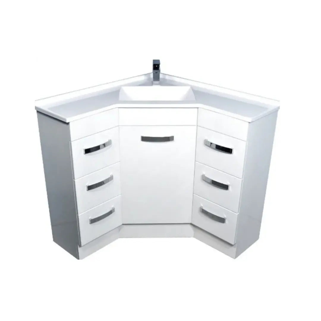 Corner 900 x 900mm Vanity with polymarble top Fienza