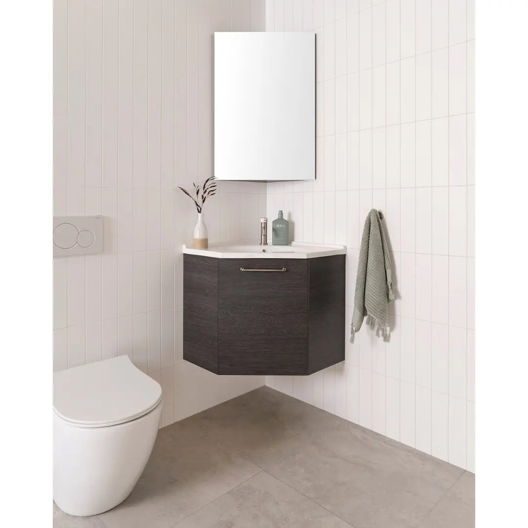 Glacier Corner Vanity with cast marble or benchtop - Wall Hung ADP