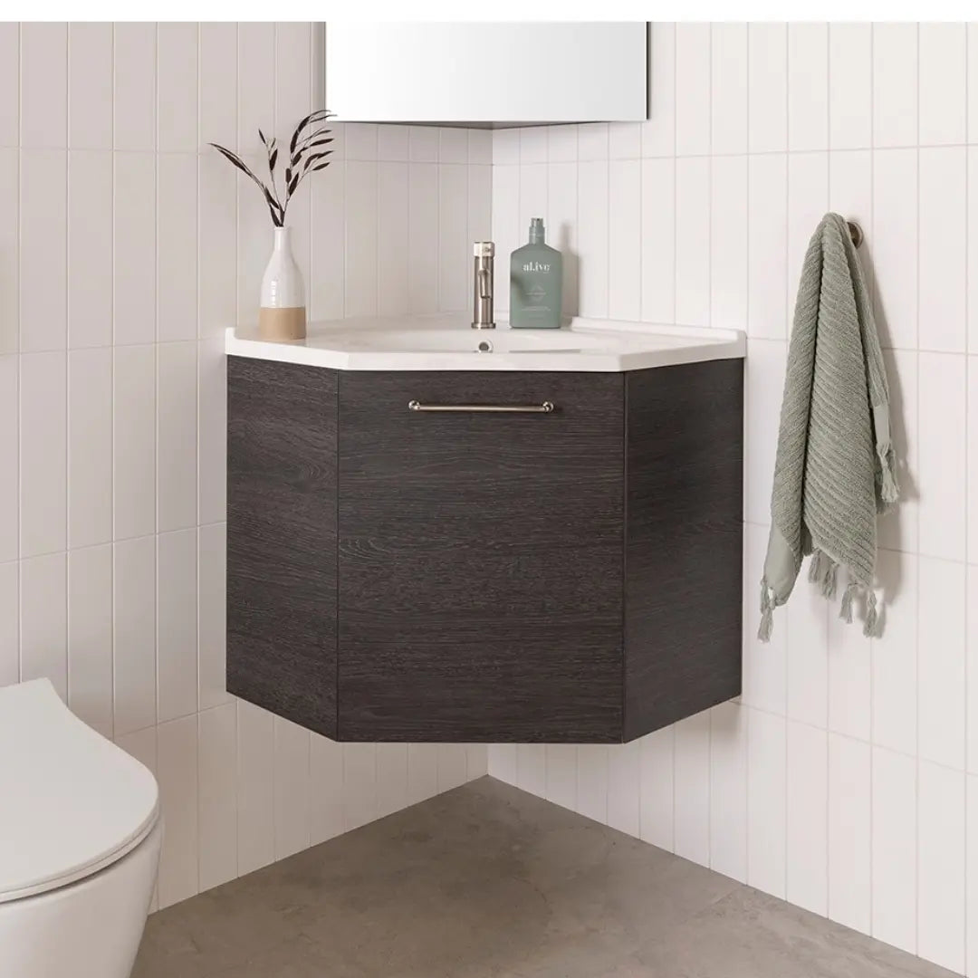 Glacier Corner Vanity with cast marble or benchtop - Wall Hung ADP