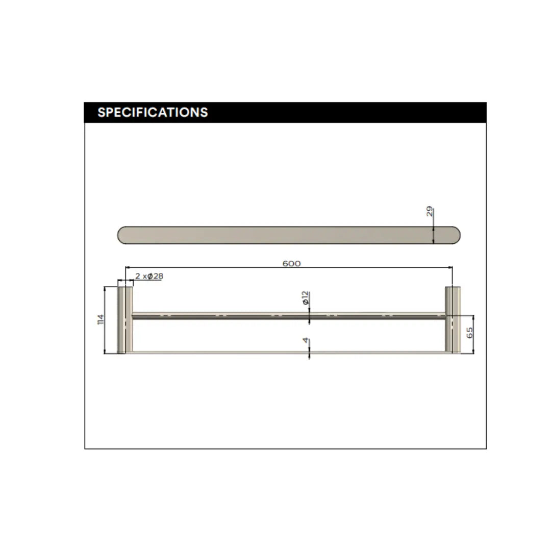 Curvaé Double Towel Rail 600mm/800mm Meir