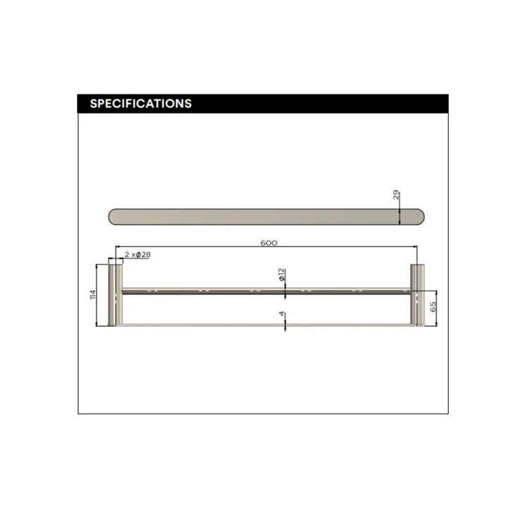 Curvaé Double Towel Rail 600mm/800mm Meir