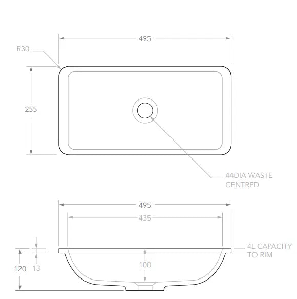 Hope Under-Counter or Inset Basin, Matte White ADP