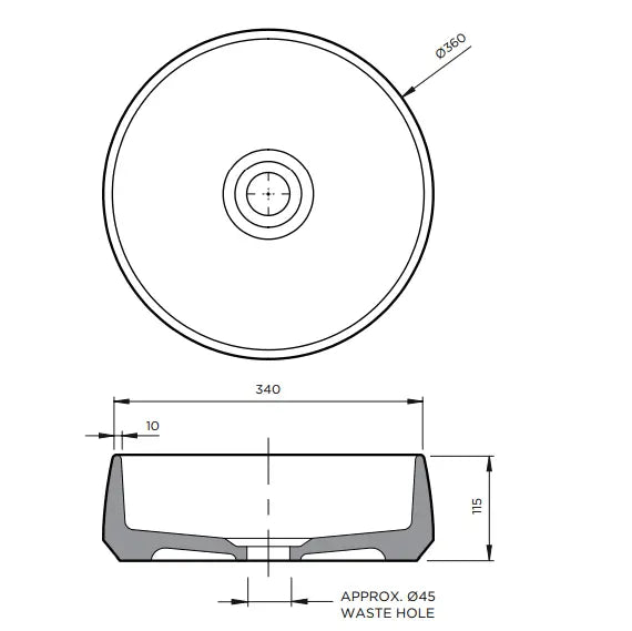Robert Gordon Kiln 360 Ceramic Above Counter Basin / Shale Robert Gordon