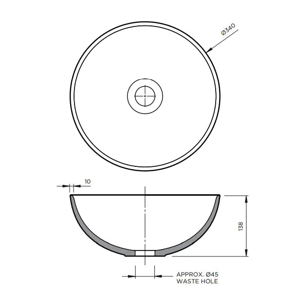 Robert Gordon Clay 340 Ceramic Above Counter Basin / White Ochre Robert Gordon