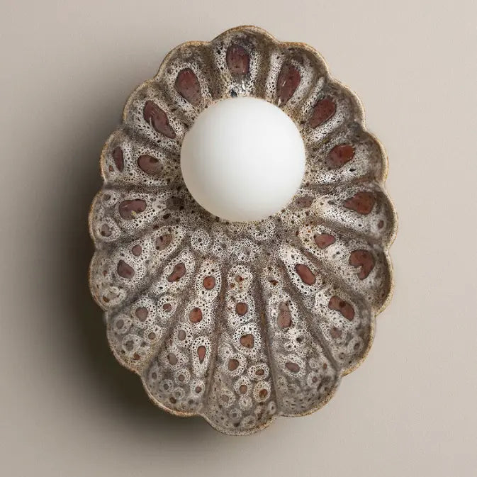 Robert Gordon Ceramic Wall Oyster Sconce Light / White Ochre Robert Gordon