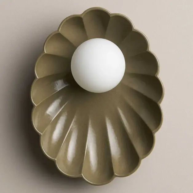 Robert Gordon Ceramic Wall Oyster Sconce Light / Olive Robert Gordon