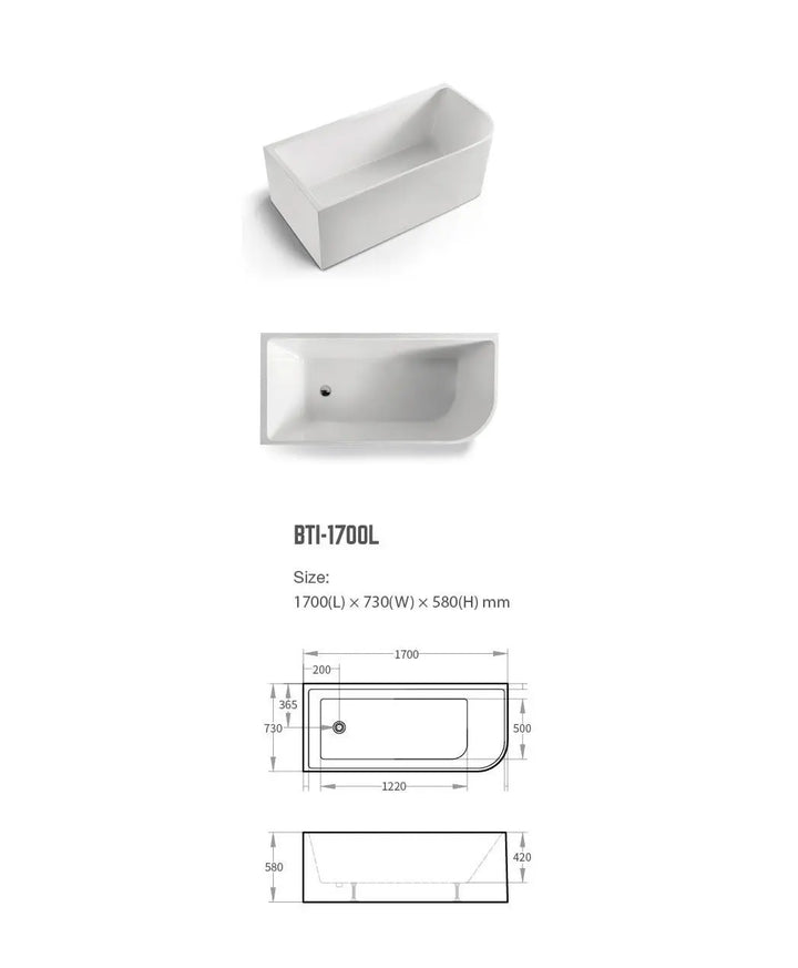Modica Freestanding 1400/1500/1700mm Acrylic Bath BNK